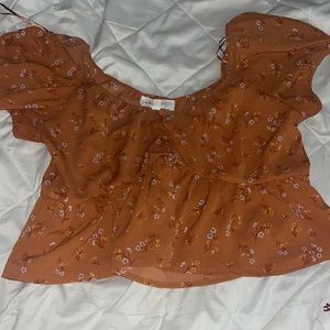 pink rose orange blouse- size large
